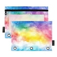 thumbnail image 1 of ALAZA 2 Pack Pencil Pouch Rainbow Tie-dye Pencil Case for 3 Ring Binder Clear Window Pencil Bag Organizers, 1 of 6