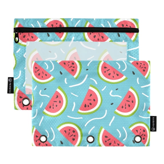 ALAZA 2 Pack Pencil Pouch Watermelons Pencil Case for 3 Ring Binder Clear Window Pencil Bag Organizers
