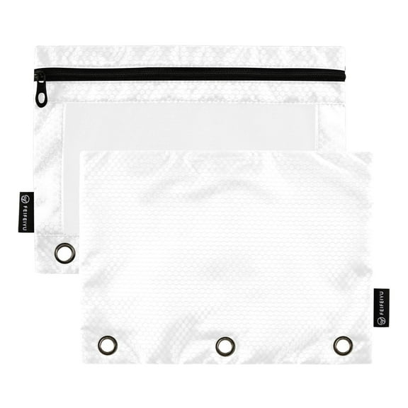 ALAZA 2 Pack Pencil Pouch White Pencil Case for 3 Ring Binder Clear Window Pencil Bag Organizers