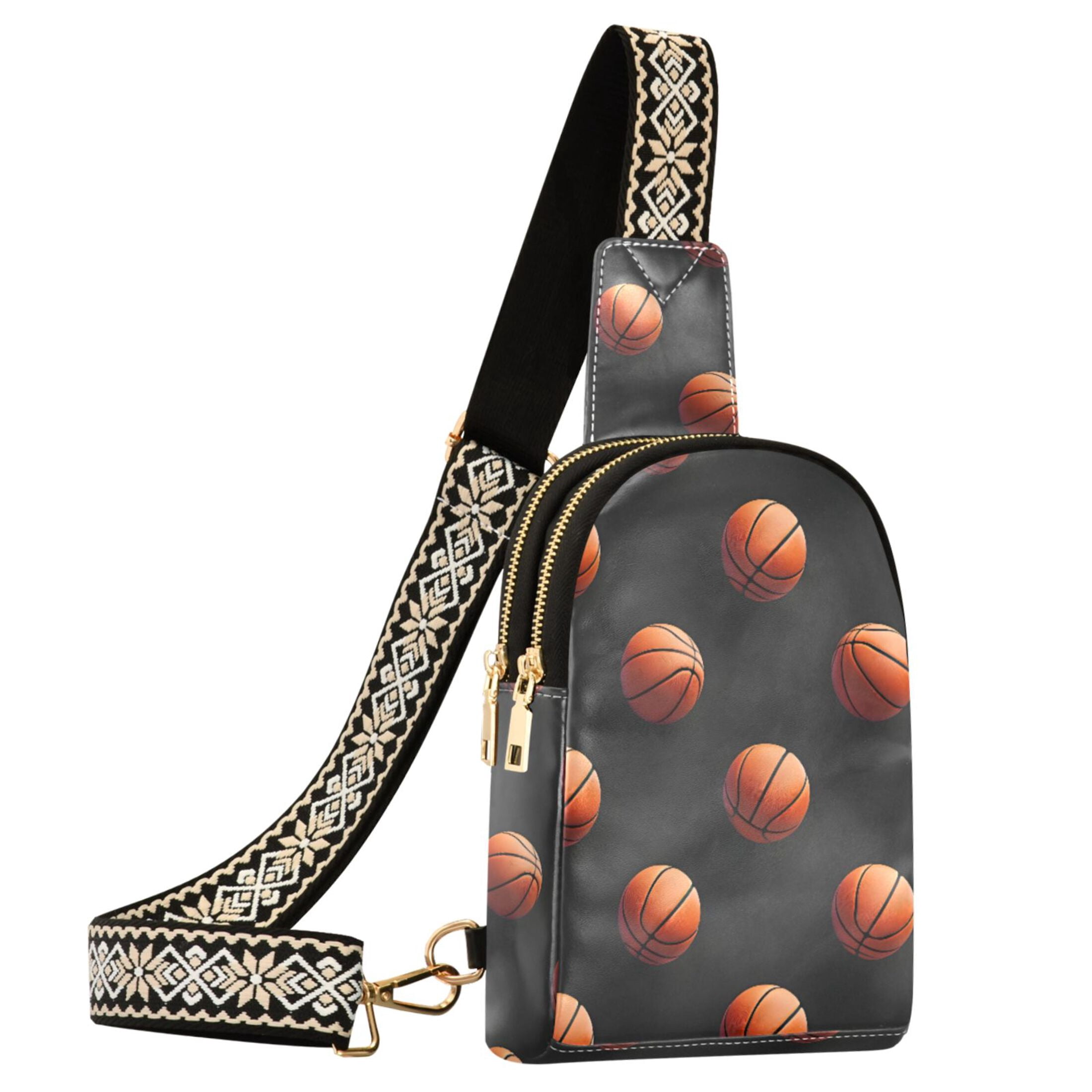 ALAZA 3d Basketballs Sling Bag for Women Men Waterproof Crossbody Chest Bags