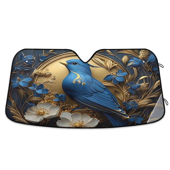 ALAZA 3d Bird Blue Flower Windshield Sun Shade Car Foldable Visor Block UV Rays Protector 55"x27.6"