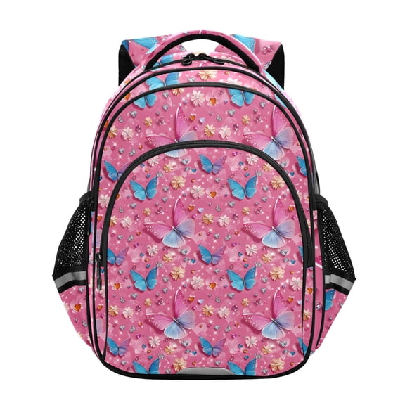 ALAZA 3d Butterflies Pink School Backpack Elementary Bag Bookbag Travel Rucksack