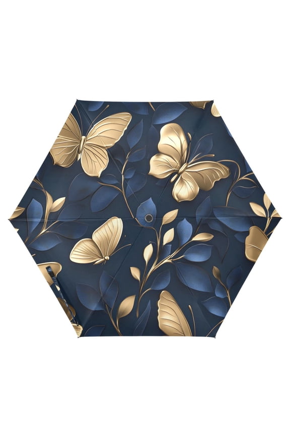 3d Butterflies-d10 UPF 50+ Compact Folding Umbrella for Rain Travel Umbrella Packable