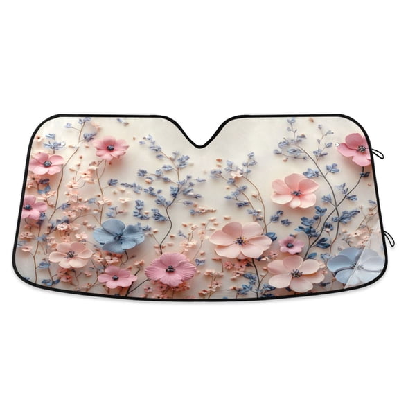 ALAZA 3d Flower Paint Windshield Sun Shade Car Foldable Sun Visor Block UV Rays Protector 53"x23.5"