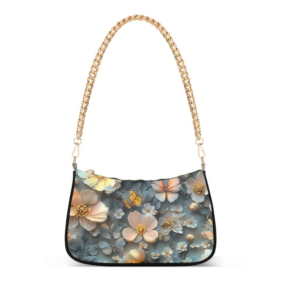 ALAZA 3d Flower Pattern Women's Chain Shoulder Bag Hobo Handbag Tote Crossbody Purse