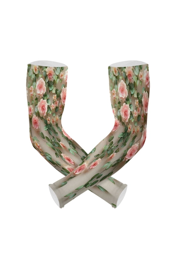 3d Flower Roses UV Sun Protection Arm Sleeves UPF 50+ Compression Cooling Sleeve 1 Pair