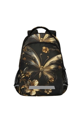 3d Golden Butterfly Backpack Elementary School Bag Bookbag Travel Rucksack