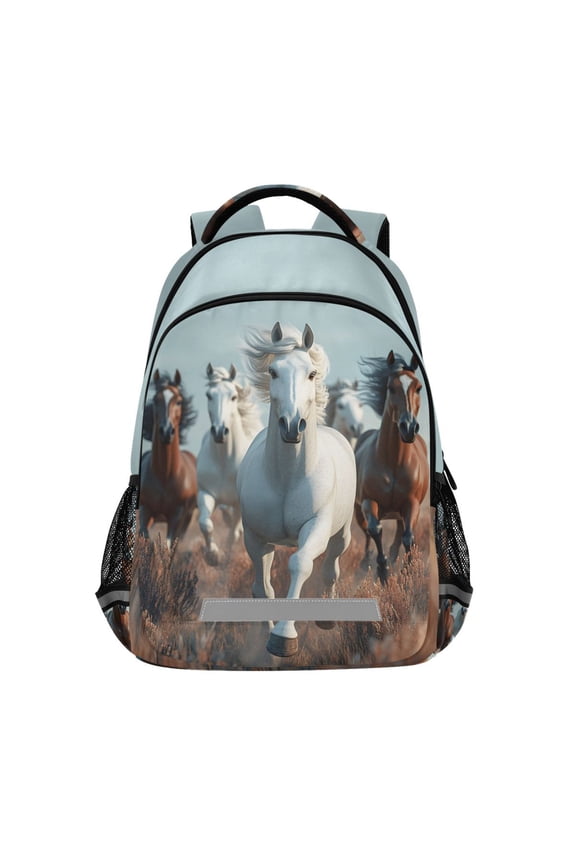 3d Horses Running Backpack Elementary School Bag Bookbag Travel Rucksack