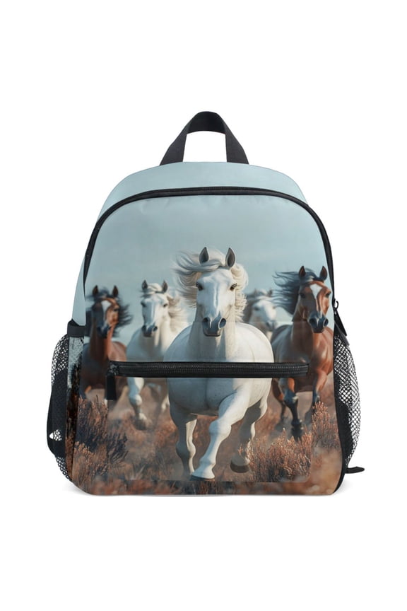 3d Horses Running Pattern School Backpack Student Bookbag Mini Bag