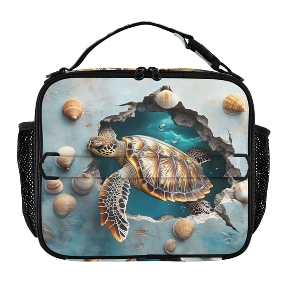 ALAZA 3d Sea Turtle Lunch Box Insulated Lunch Bag Cooler Tote with Shoulder Strap