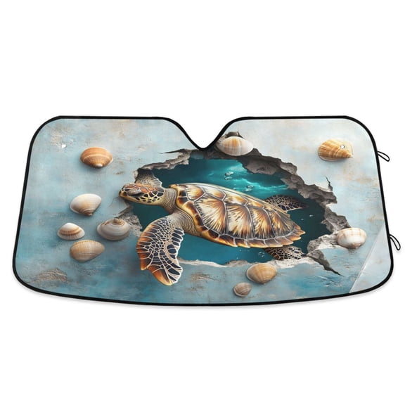 ALAZA 3d Sea Turtle Windshield Sun Shade Car Foldable Sun Visor Block UV Rays Protector 53"x23.5"