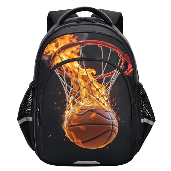 ALAZA A Basketball Fire School Backpack Elementary Bag Student Bookbag Travel Rucksack
