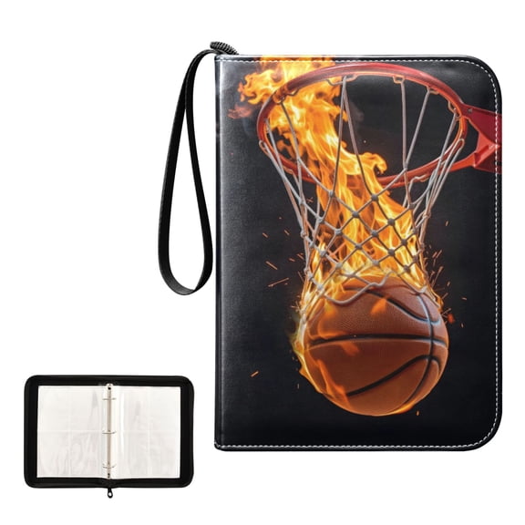 ALAZA A Basketball Fire Trading Card Binder 4 Pocket Cards Collection Album 400 Folder Holder