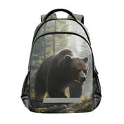 ALAZA A Bear Walking in Forest Backpack Elementary School Bag Bookbag Travel Rucksack