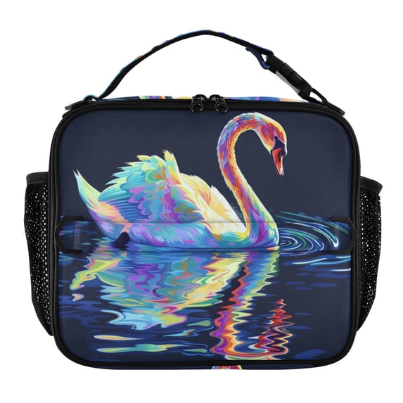ALAZA A Beautiful Swan Lunch Box Insulated Lunch Bag Cooler Tote with Shoulder Strap