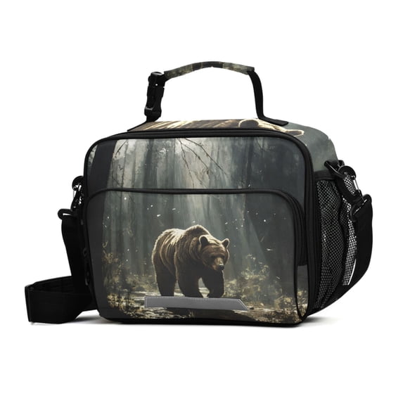 ALAZA A Big Bear in Forest Lunch Box Insulated Cooler Bag Reusable Tote Bags Shoulder Strap