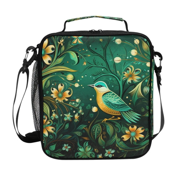 ALAZA A Bird and Flowers Lunch Box Insulated Lunch Bag Reusable Thermal Cooler Tote School Picnic