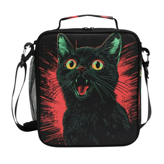ALAZA A Black Cat Lunch Box Insulated Lunch Bag Reusable Thermal Cooler Tote School Picnic