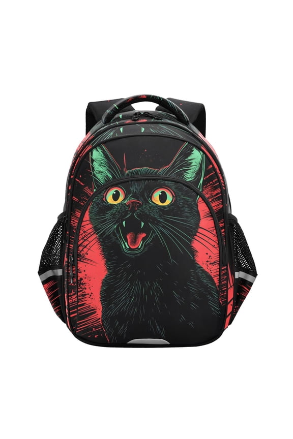 A Black Cat School Backpack Elementary Bag Bookbag Travel Rucksack