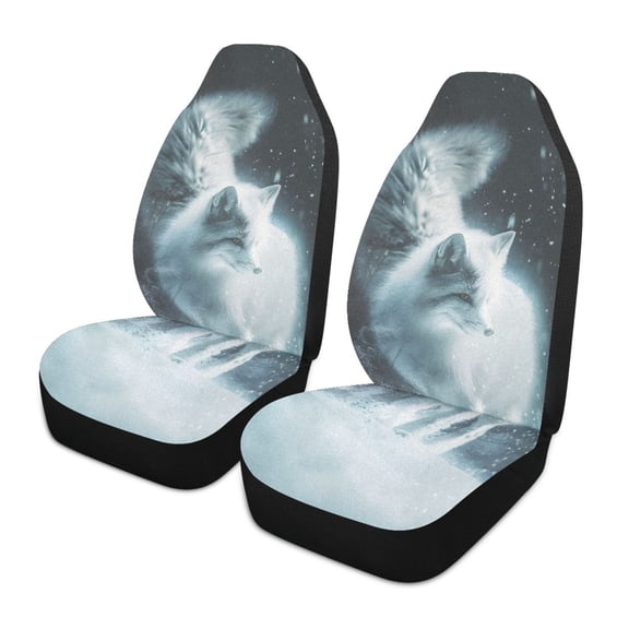 ALAZA A Cool Fox in Winter Car Seat Covers 2 PCs Universal Auto Front Seats Interior Protector