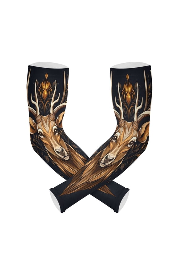 A Deer Head UV Sun Protection Arm Sleeves UPF 50+ Compression Cooling Sleeve 1 Pair