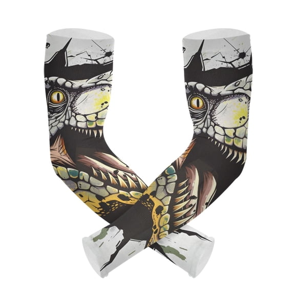ALAZA A Dinosaur Graffiti UV Sun Protection Arm Sleeves UPF 50+ Compression Cooling Sleeve 1 Pair