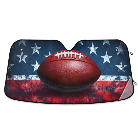 ALAZA A Football on Flag Windshield Sun Shade Car Foldable Sun Visor Block UV Rays Protector 55"x27.6"