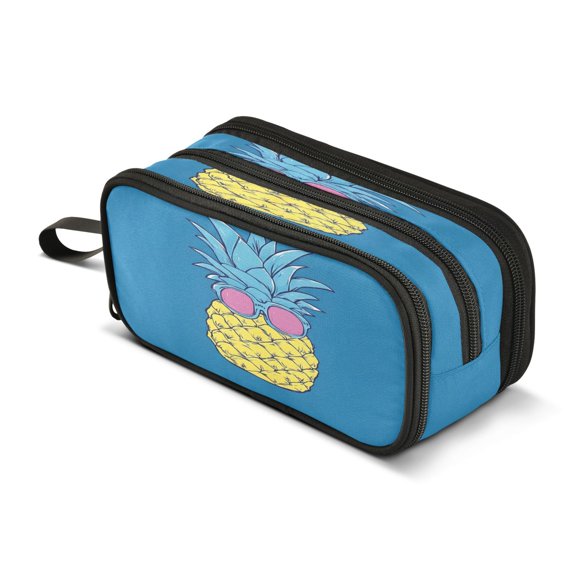 ALAZA A Funny Pineapple Pencil Case Bag 3 Compartment Pen Pouch Large Storage Holder Box Organizer