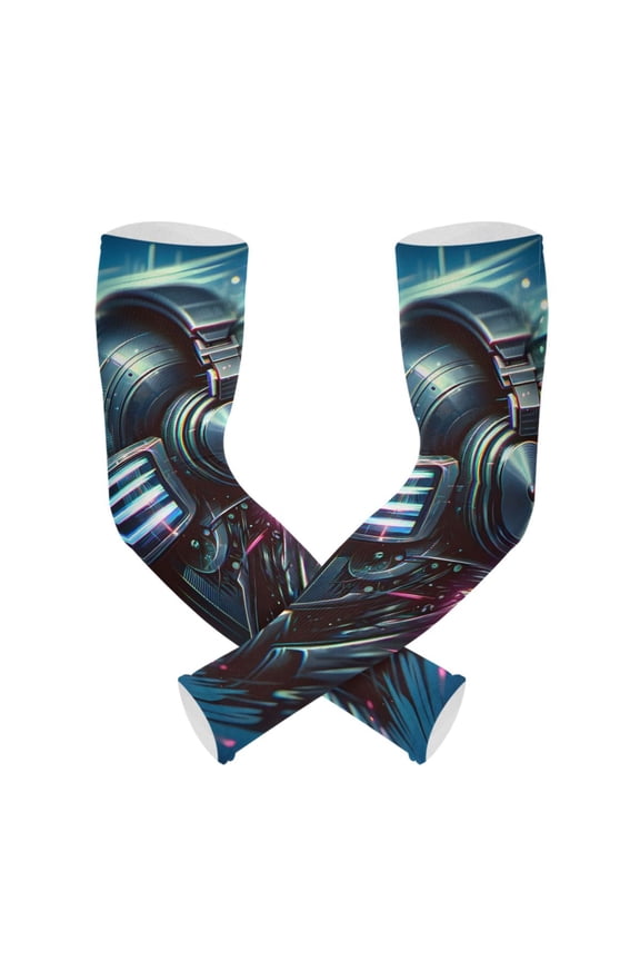 A Head with Dj Helmets UV Sun Protection Arm Sleeves UPF 50+ Compression Cooling Sleeve 1 Pair