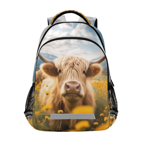 ALAZA A Highland Cattle Backpack Elementary School Bag Bookbag Travel Rucksack