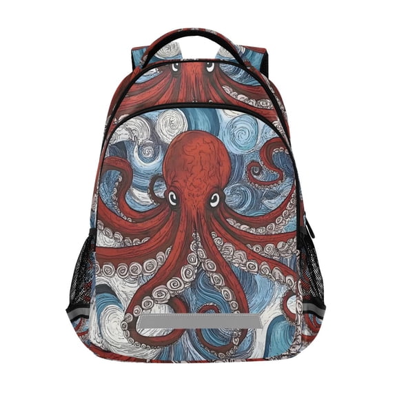 ALAZA A Red Octopus Backpack Elementary School Bag Bookbag Travel Rucksack