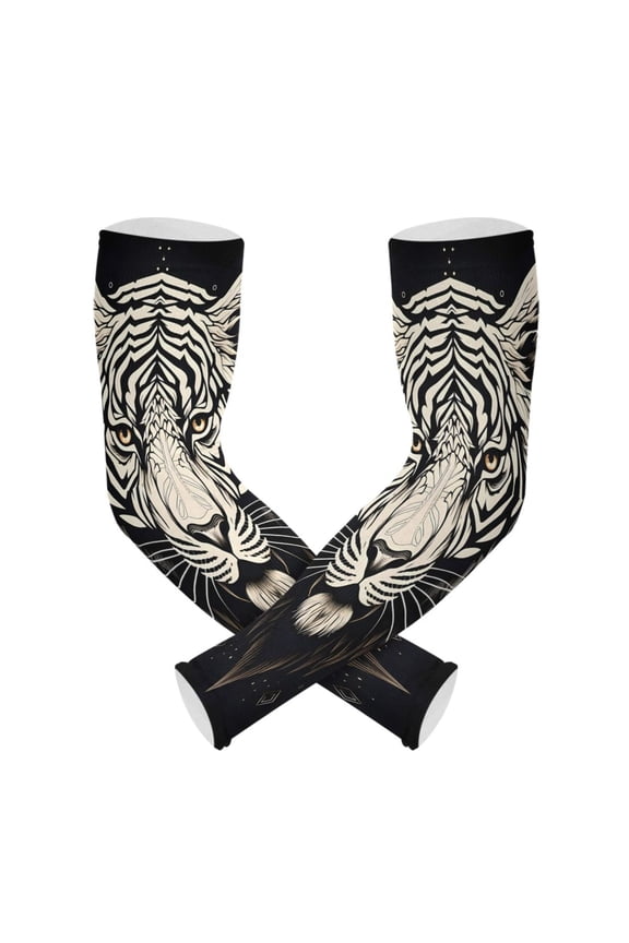 A Tiger Cool UV Sun Protection Arm Sleeves UPF 50+ Compression Cooling Sleeve 1 Pair