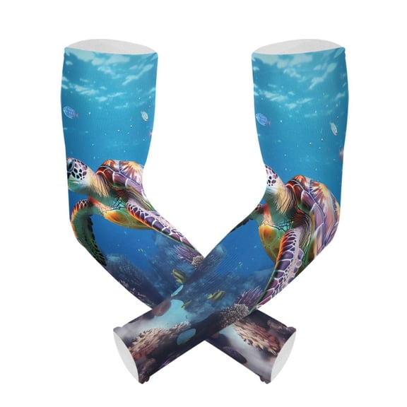 ALAZA A Turtle UV Sun Protection Arm Sleeves UPF 50+ Compression Cooling Sleeve 1 Pair