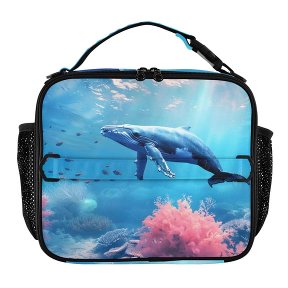 ALAZA A Whale under Sea Lunch Box Insulated Lunch Bag Cooler Tote with Shoulder Strap