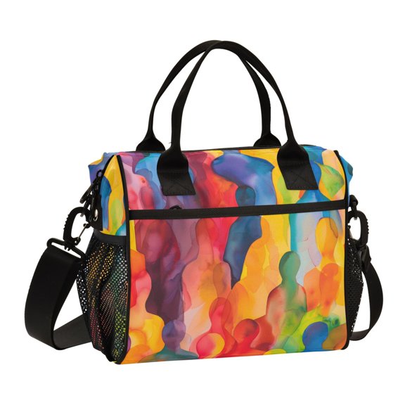 ALAZA Abstract Art Watercolor Insulated Lunch Bag Reusable Tote Box Adjustable Shoulder Strap for Work Picnic