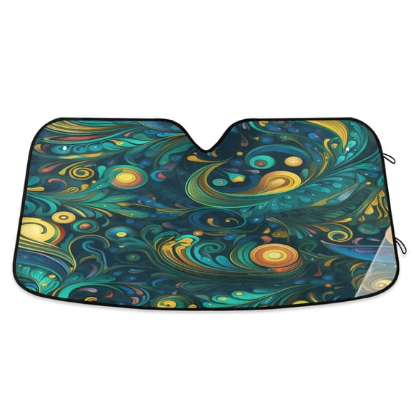 ALAZA Abstract Feathers Print Windshield Sun Shade Car Foldable Visor Block UV Rays Protector 53"x23.5"