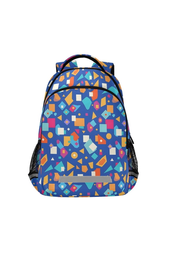 Abstract Geometric Shapes Backpack Elementary School Bag Bookbag Travel Rucksack