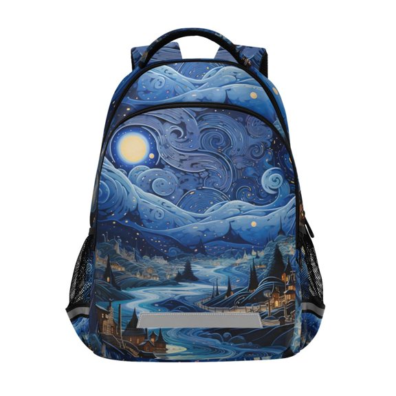 ALAZA Abstract Night with Moon Backpack Elementary School Bag Bookbag Travel Rucksack