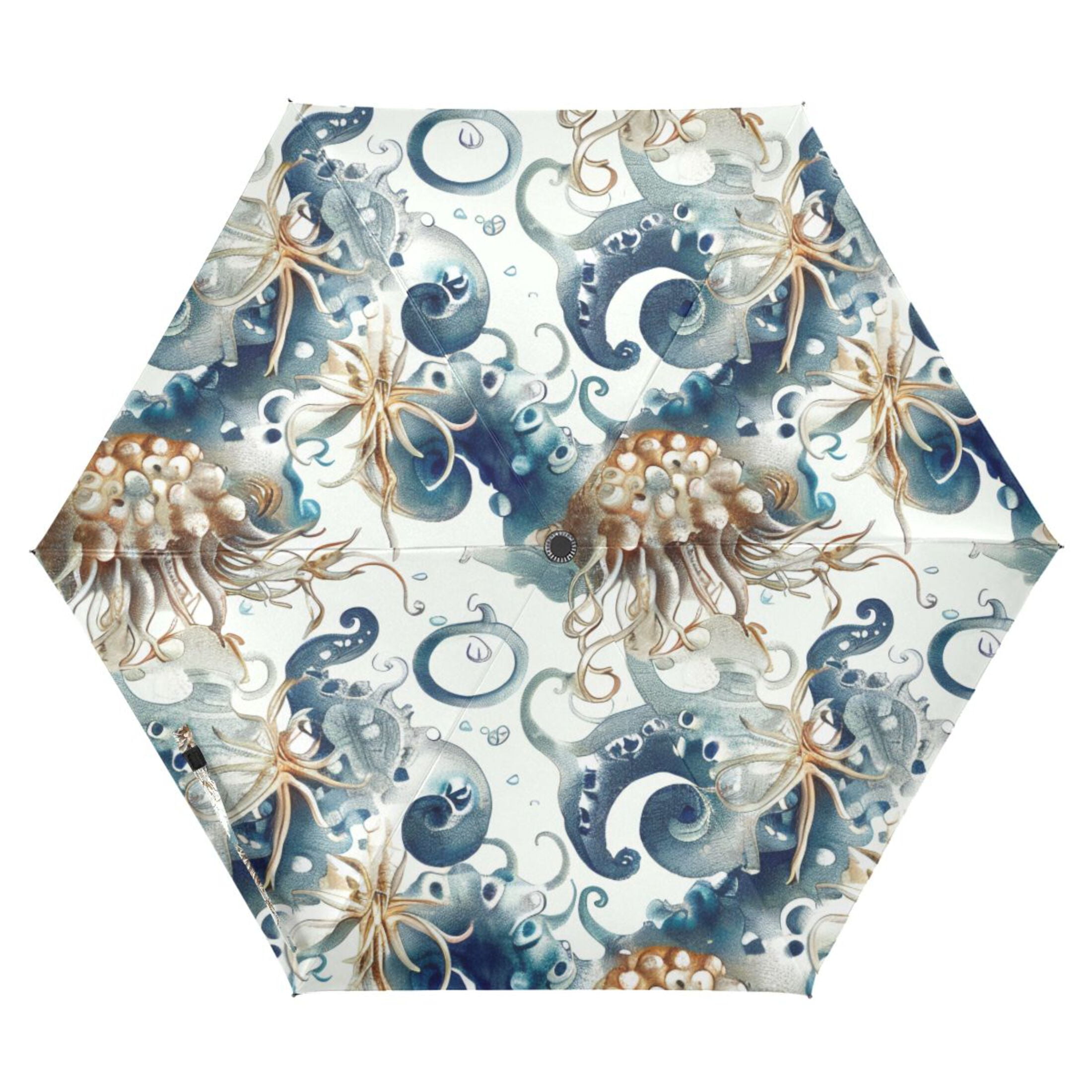 ALAZA Abstract Octopus Starfish UPF 50+ Compact Folding Umbrella for Rain Travel Umbrella Packable