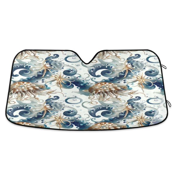 ALAZA Abstract Octopus Starfish Windshield Sun Shade Car Foldable Sun Visor Block UV Rays Protector 57"x31.5"