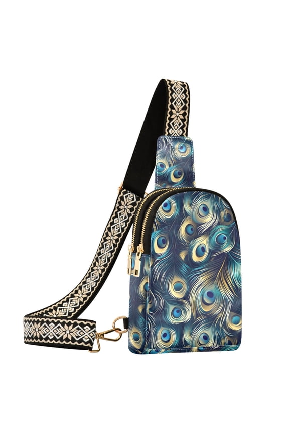 Abstract Peacock Feathers-p2 Sling Bag for Women Men Waterproof Crossbody Chest Bags