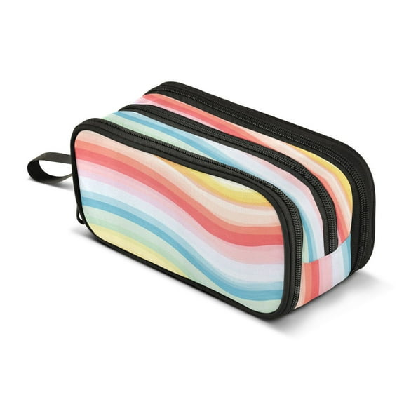 ALAZA Abstract Rainbow Pencil Case Bag 3 Compartment Pen Pouch Large Storage Holder Box Organizer