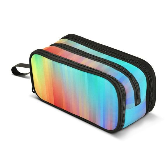 ALAZA Abstract Rainbow Pencil Case Bag 3 Compartment Pen Pouch Large Storage Holder Box Organizer
