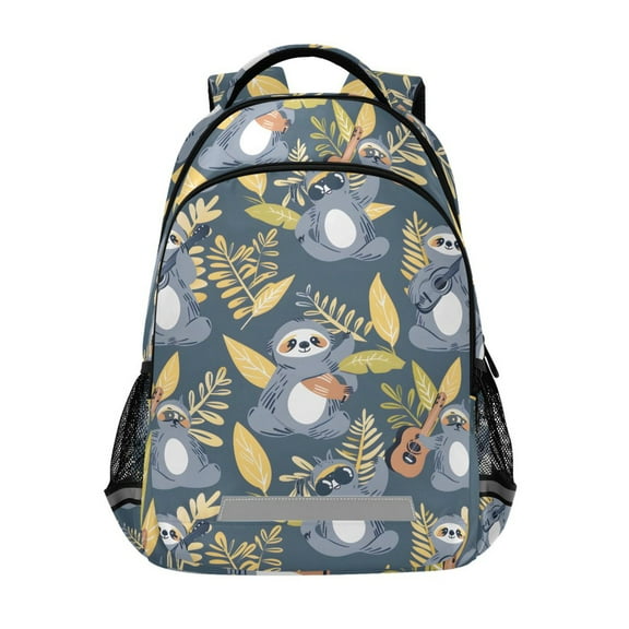 ALAZA Abstract Sloth Playing Guitar Backpack Elementary School Bag Bookbag Travel Rucksack