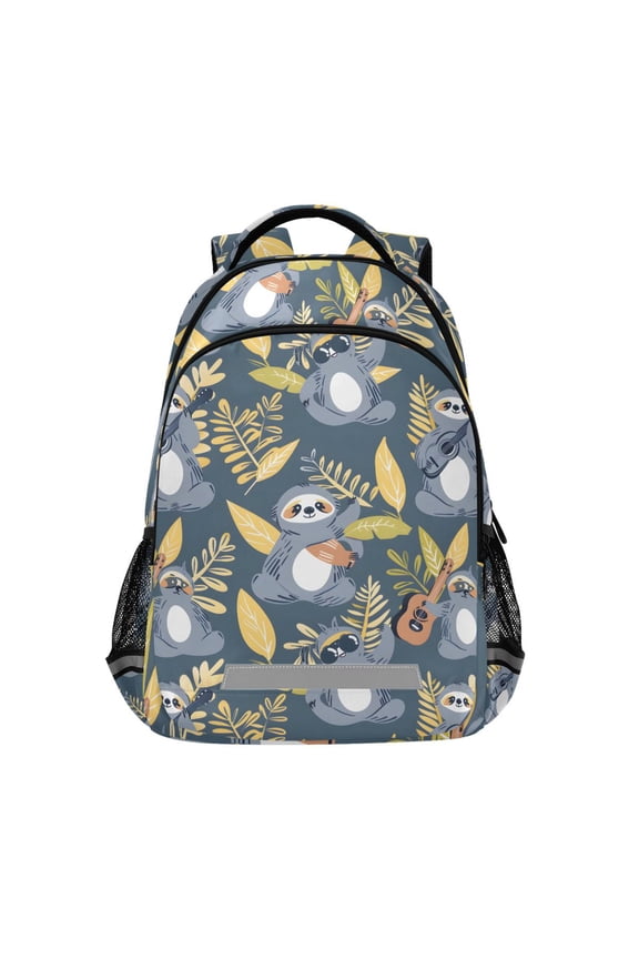 Abstract Sloth Playing Guitar Backpack Elementary School Bag Bookbag Travel Rucksack