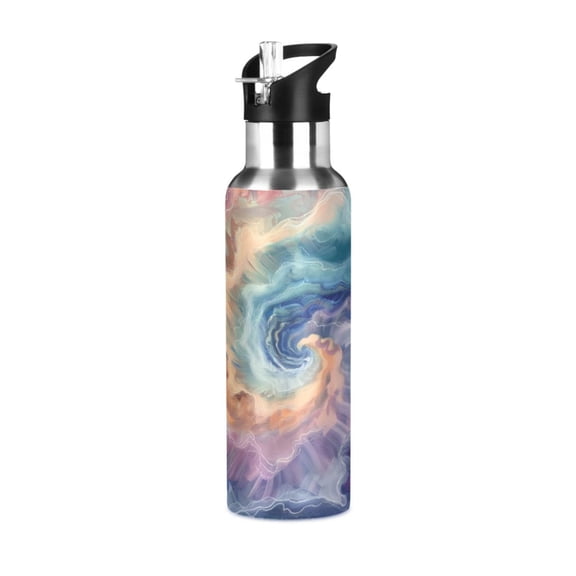 ALAZA Abstract Tie-dye Water Bottle Insulated Flask Stainless Steel Straw Lid 20 oz
