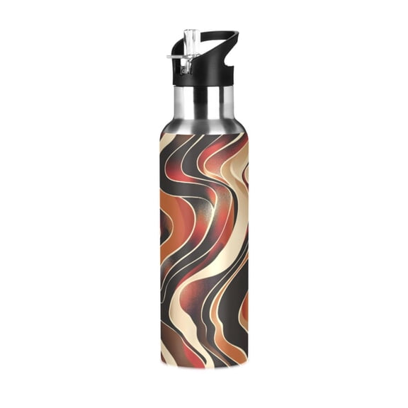 ALAZA Abstract Wave Water Bottle Insulated Flask Stainless Steel Straw Lid 20 oz