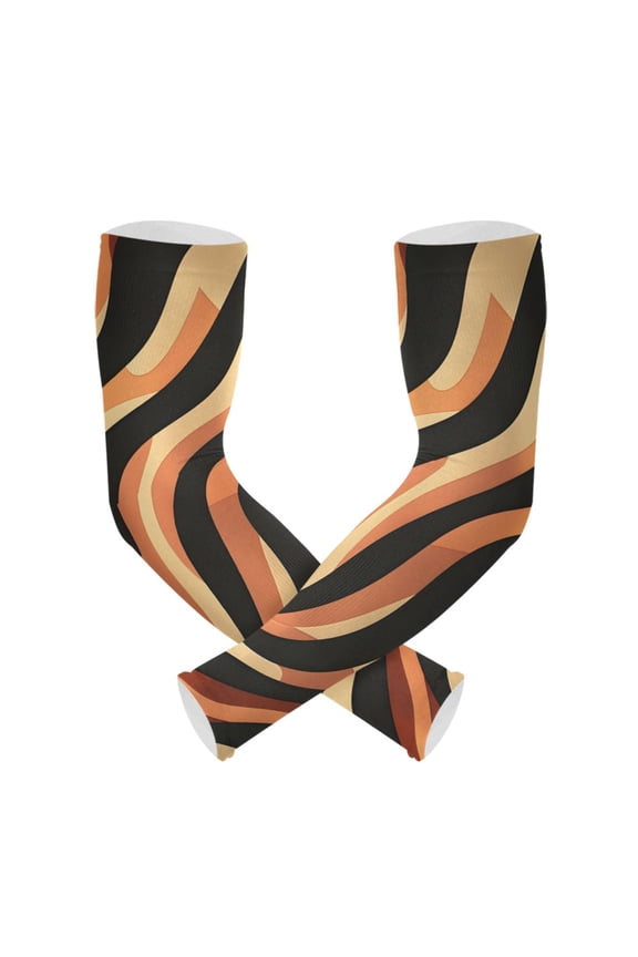 Abstract Wavy Line UV Sun Protection Arm Sleeves UPF 50+ Compression Cooling Sleeve 1 Pair