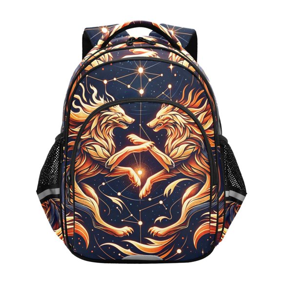 ALAZA Abstract Wolf in Starry Sky School Backpack Elementary Bag Bookbag Travel Rucksack
