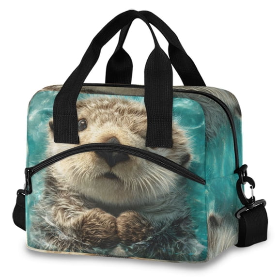 ALAZA Adorable Otter Insulated Lunch Box Large Reusable Cooler Bag with Shoulder Strap